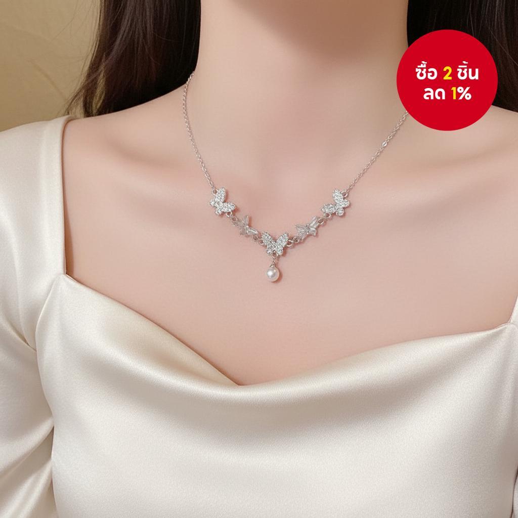 สร้อยคอไข่มุกผีเสื้อสุดหรูสําหรับผู้หญิง เครื่องประดับอินเทรนด์ VMI Kols TDD 334
