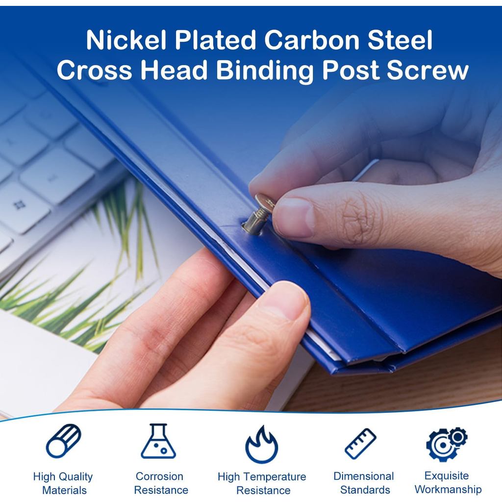 MroMax M4 Binding Screw, M4 x 10mm Nickel Plated Carbon Steel Cross Head Chicago Screw Binding Post 