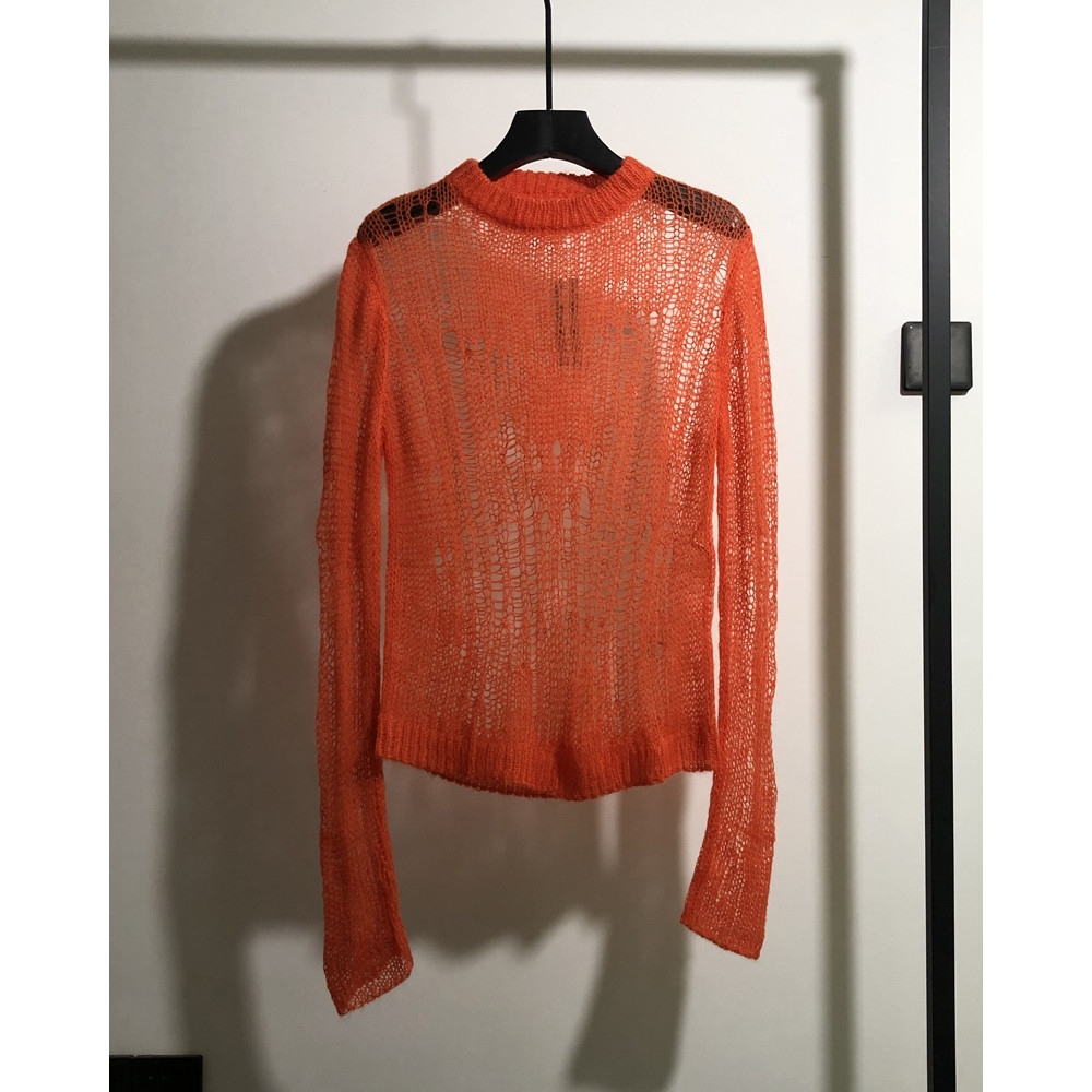 ONEOFYOU สเวตเตอร์หญิงดีไซน์.Dark Spider Web Hollow กับรายละเอียด Ripped สำหรับการสวมใส่ที่อบอุ่น