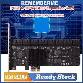 อะแดปเตอร์คอนโทรลเลอร์ Workstations Servers อะแดปเตอร์ PCIE 20 พอร์ต 6Gbps PCI-Express X1 SATA3.0 Riser การ์ดขยาย
