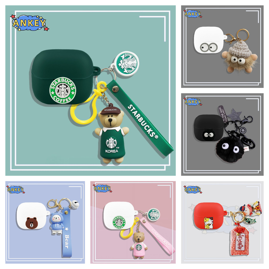Case for Baseus Bass EP10 NC Protective silicone Cute coffee bear pendant Cartoon Covers Baseus Bass