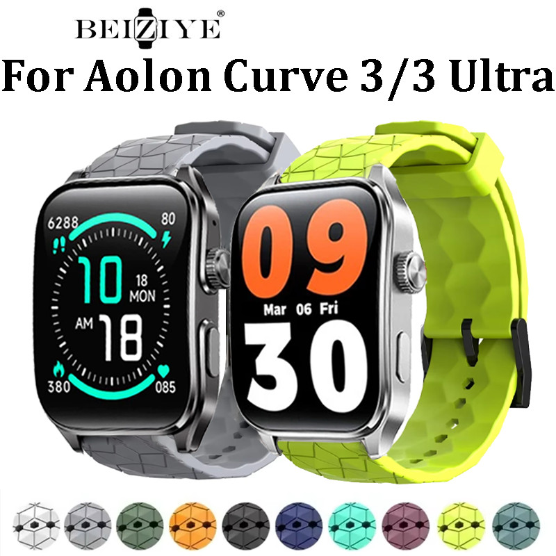 สายซิลิโคนสําหรับ Aolon Curve 3 Ultra สร้อยข้อมือสําหรับนาฬิกาสําหรับ Aolon Curve 3 รูปแบบฟุตบอล Spo