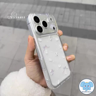 สำหรับIPhone 16 17 15 13 11 air 12 14 Pro Max X XR XS Max 14 7 16 15 8 Plus SE โรแมนติกสตาร์ กระต่ายโบว์ เคสใส