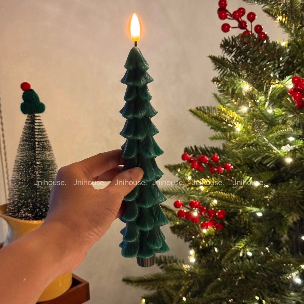 [พร้อมส่ง] Jnihouse : ไฟเทียนแท่งเขียว (LED Christmas Tree Candle) - รูปที่ 4