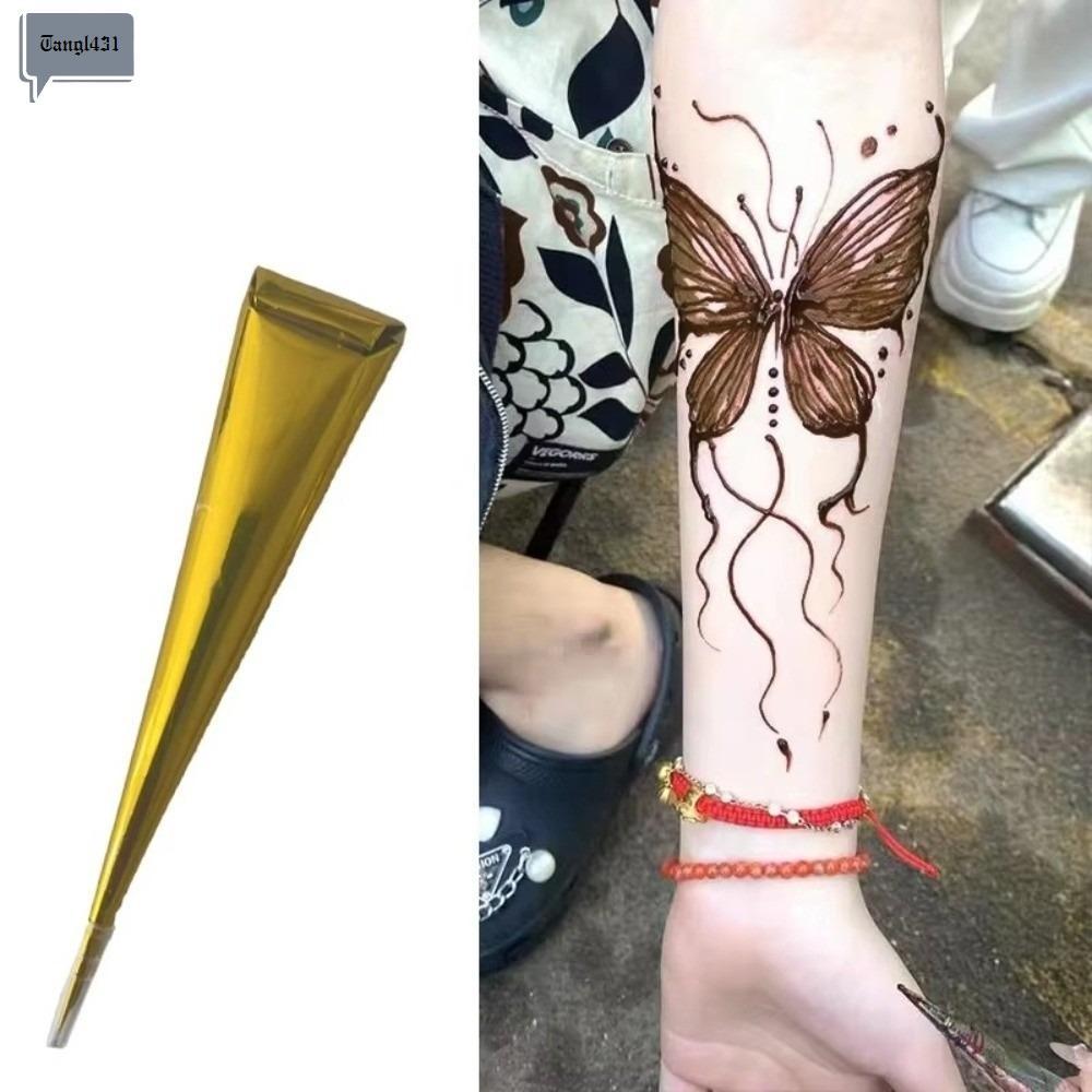 NIFINE Henna Tattoo Cream, สีดําสีน้ําตาลชั่วคราว Henna Paste Cone, Tattoo Cream กึ่งถาวรใช้งานง่ายส