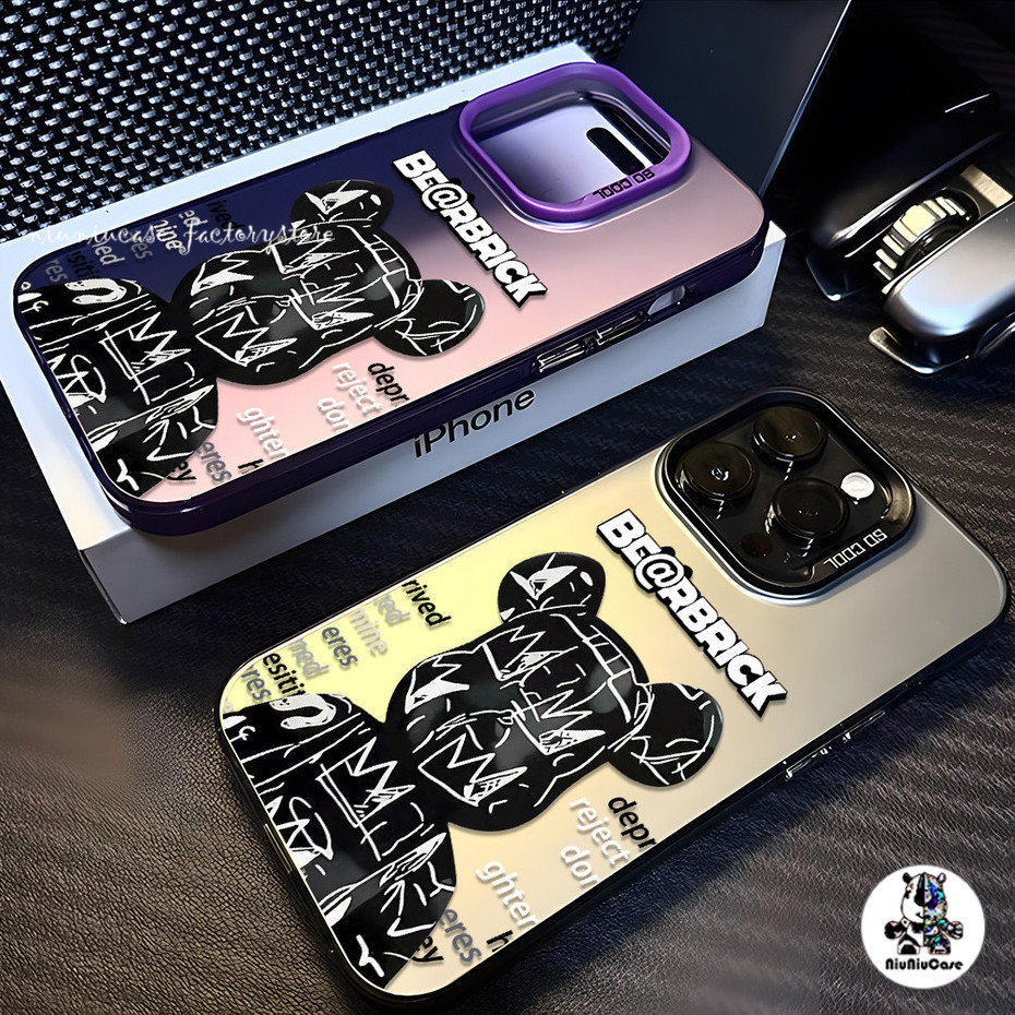 สำหรับ iPhone 17 16 13 12 14 11 15 Pro Max XR X Plus XS  7 8 แบรนด์แฟชั่นหมีรุนแรงรูปแบบกรณีโทรศัพท์กรณียากกันกระแทกและ