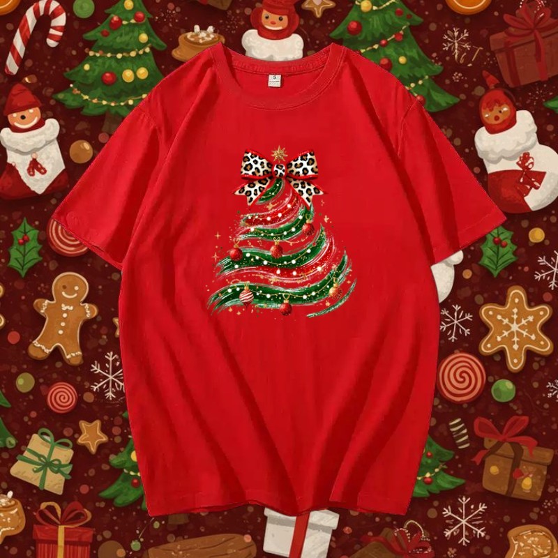MKL พร้อมส่งในไทย เสื้อยืดคอกลม แขนสั้น พิมพ์ลายต้นศริสมาสMerry Christmas ผ้ายืดใส่สบาย #9744 ราคา ถูกที่สุด ดีลบีเคเค แกลเลอรีภาพที่ 4
