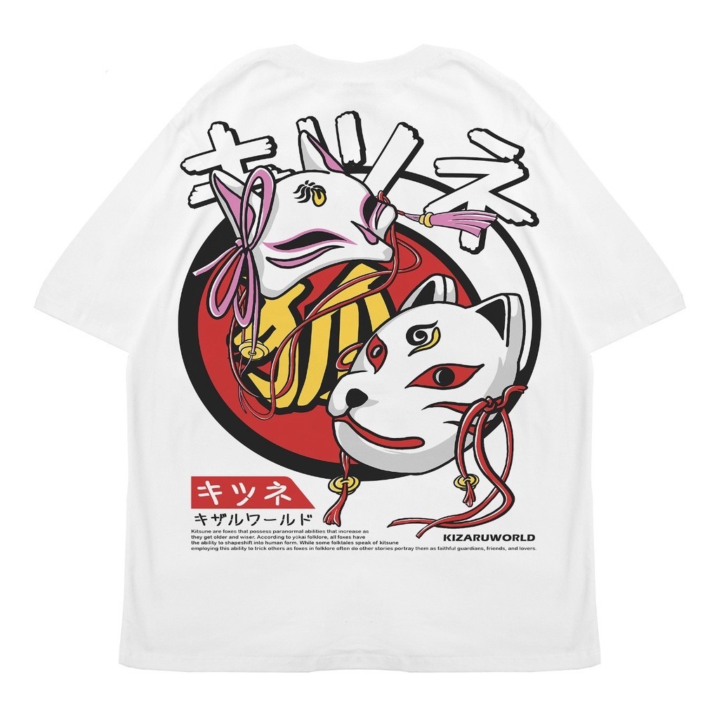 KIZARU Oversize Origin KITSUNE MASK เสื้อยืดผู้ชาย