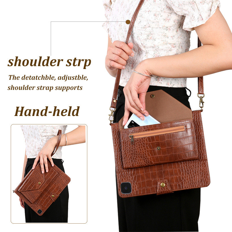 รูปแบบจระเข้ซิปเงินซองจดหมายกระเป๋าเหมาะสําหรับSamsung Tab S6 LiteซองหนังแบนT870 ฝาครอบพลิกป้องกันกร