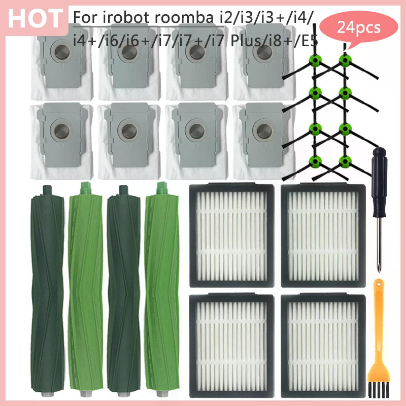 เปลี่ยนหลักแปรงด้านข้างตัวกรองถุงเก็บฝุ่นสําหรับ Irobot Roomba i2 i3 i3 + i4 i4 + i6 i6+ i7 i7+ i7 P