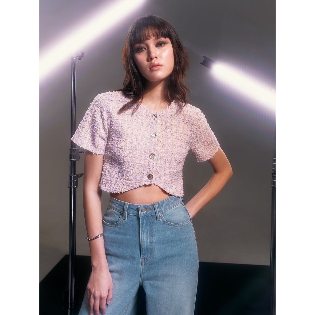 [Pomelo] Tweed Crop Top အင်္ကျီ