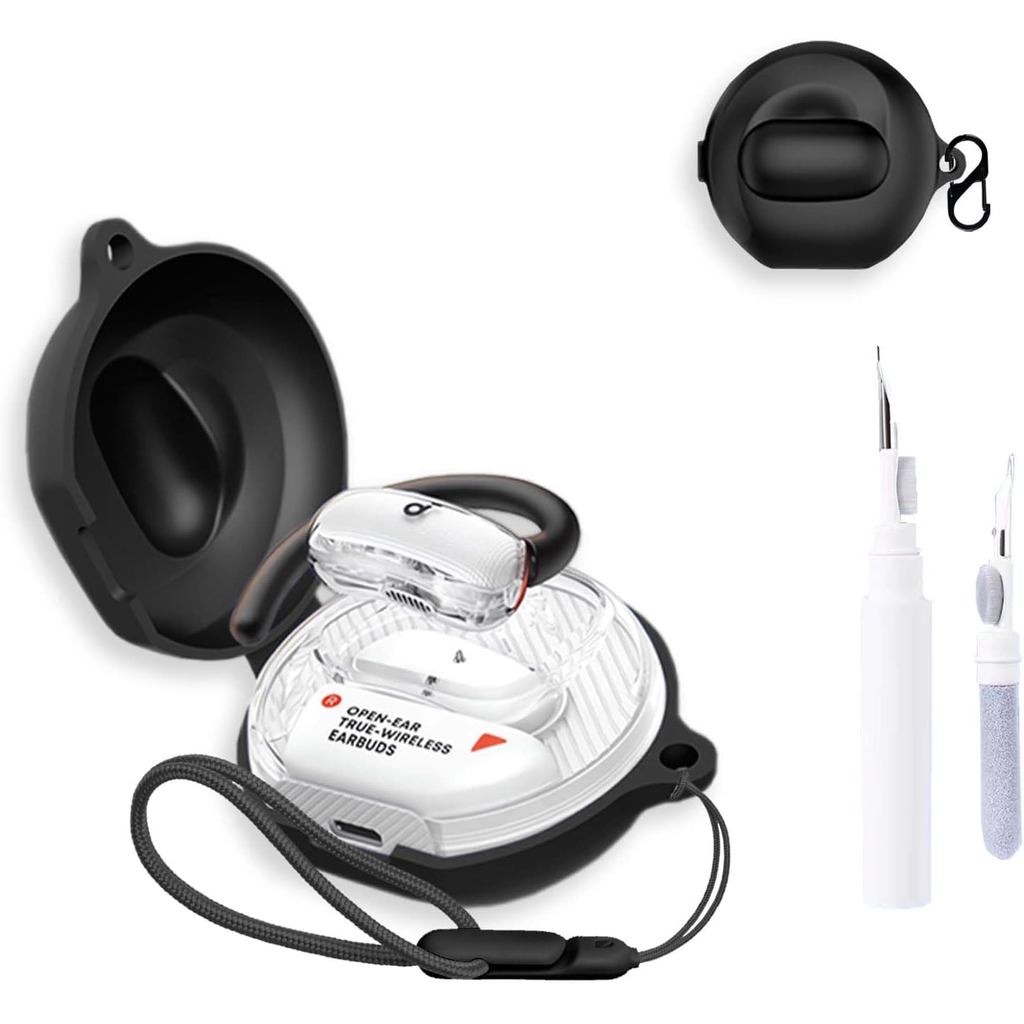 สําหรับ Anker Soundcore V40i กรณี, หูฟังฝาครอบป้องกัน (พร้อมคาราบิเนอร์ + เชือกเส้นเล็ก + ปากกาทําคว