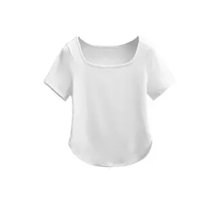 M-4XL เสื้อwhiteของแท้ เสื้อแขนสั้นผู้หญิง เสื้อลำลองคอกว้าง เสื้อแหวกเอวสุดเซ็กซี่ เสื้อผู้หญิงสีพื้น แมทช์ง่าย ผ้านุ่ม