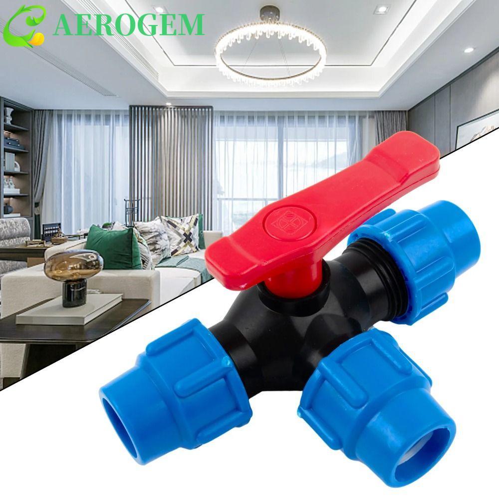AEROGEM บอลวาล์ว 3 ทาง, พลาสติกติดตั้งง่ายท่อ PE Faucet Divter, T-type 20/25/32/40/50 มม.ท่อ Fast Joint ชลประทานอุปกรณ์ท่อน้ําสนามหญ้า
