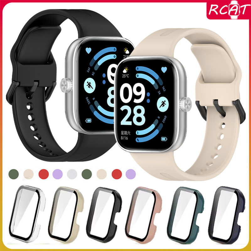 สายซิลิโคนกรณีแข็ง for Redmi Watch 6 5 4 ป้องกันหน้าจอกระจกนิรภัยฝาครอบยางกีฬาอ่อน for Redmi Watch 6 5 4