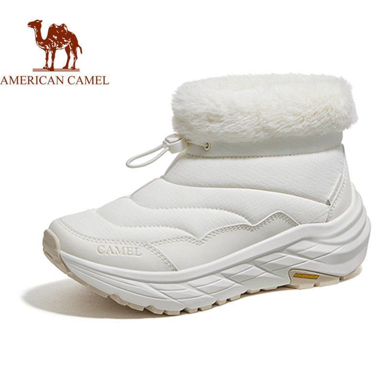 AMERICAN CAMELรองเท้าบูทหิมะกลางแจ้ง ผ้าฟลีซ อบอุ่น กันน้ำ