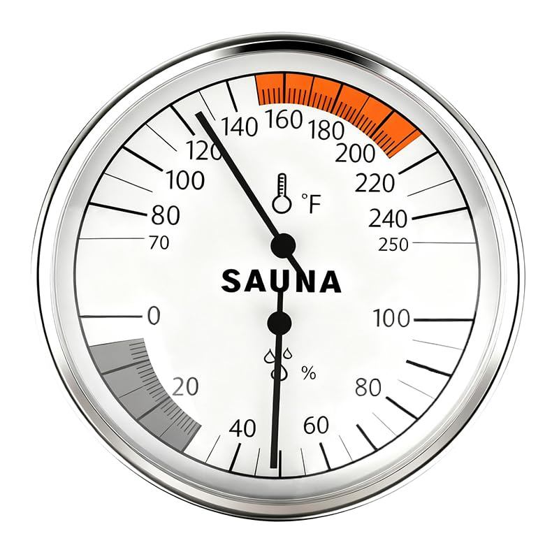 KT THERMO Sauna Thermometer 2 in 1 Fahrenheit Thermometer Hygrometer for Sauna Room, Indoor Humidity