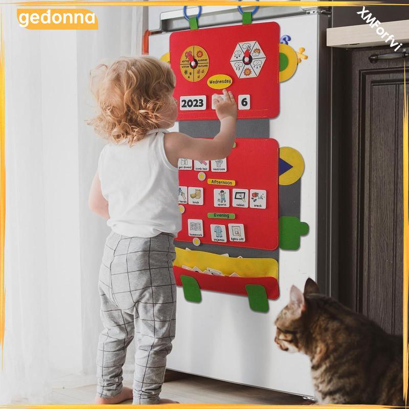 [gedonna] Daily Schedule Pocket Chart Routine Calendar Chart Calendar Robot Back Board