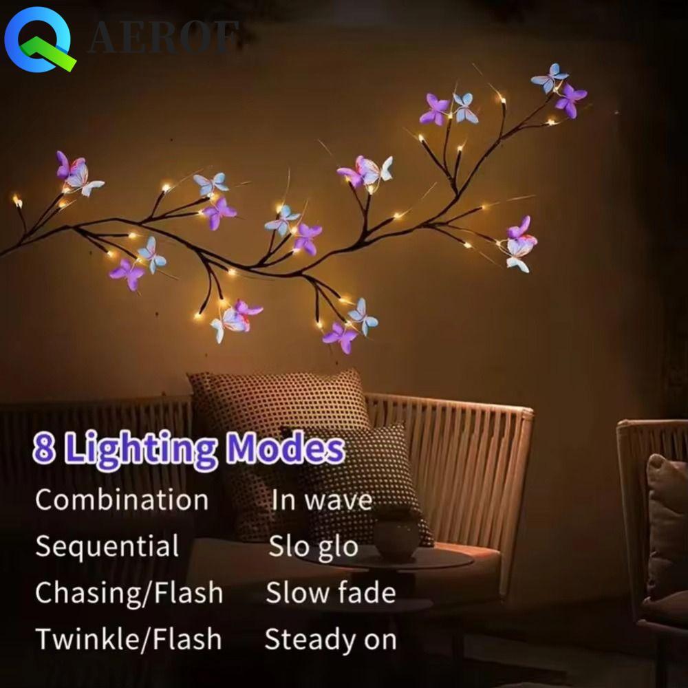 AEROF Willow Vine Light, Bendable DIY Butterfly Tree Branch Light, Christmas Party Decor 8 โหมดฮาโลว