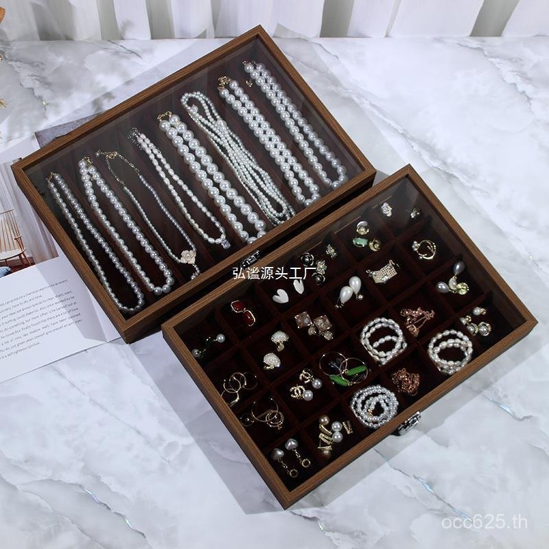 กล่องเก็บของ ชั้นวางเครื่องประดับ High-End ต่างหูต่างหูกล่องเครื่องประดับไม้แหวนกล่องเครื่องประดับสร