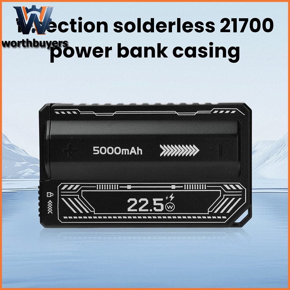 1 ชิ้นปราศจากบัดกรี 21700 Power Bank กรณี PD 20W Fast Charging สายเคเบิลในตัว, ที่ถอดออกได้ Power Bank DIY แบตเตอรี่กรณี