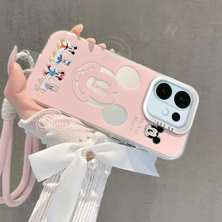 เคส Vivo V60 V70 V50 5G เคส Vivo V60 Lite 5G Case เคสน่ารักคู่รัก การ์ตูนมิกกี้ มินนี่ เมาส์ แบบด้าน กันกระแทก พร้อมสายคล้องมือถือ ขอบซิลิโคนอ่อนนุ่ม สำหรับผู้หญิง นักเรียน