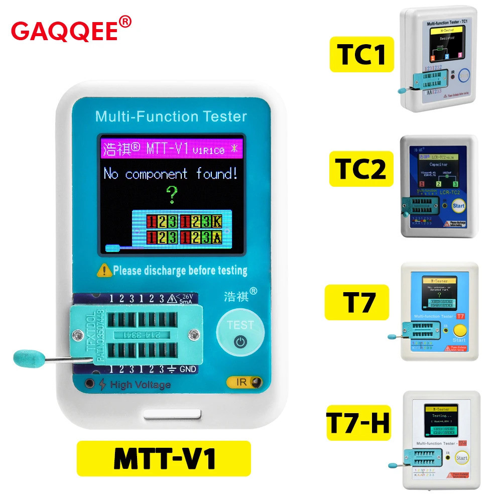 MTT-V1 TCR-T7 LCR-TC1 เครื่องทดสอบทรานซิสเตอร์ความแม่นยําสูง LCD Digital Meter ไดโอด Triode Capacita