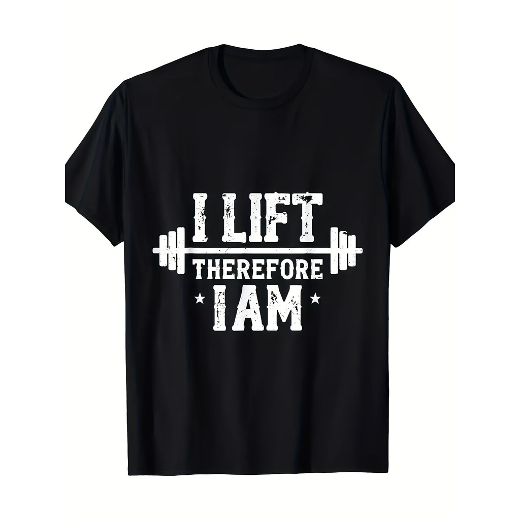 SAYA KATUN Mens Sports & Fitness T-Shirt - Barbell Design "Im Weight Lifting เพราะ Is Me" ผ้าคอตตอน 