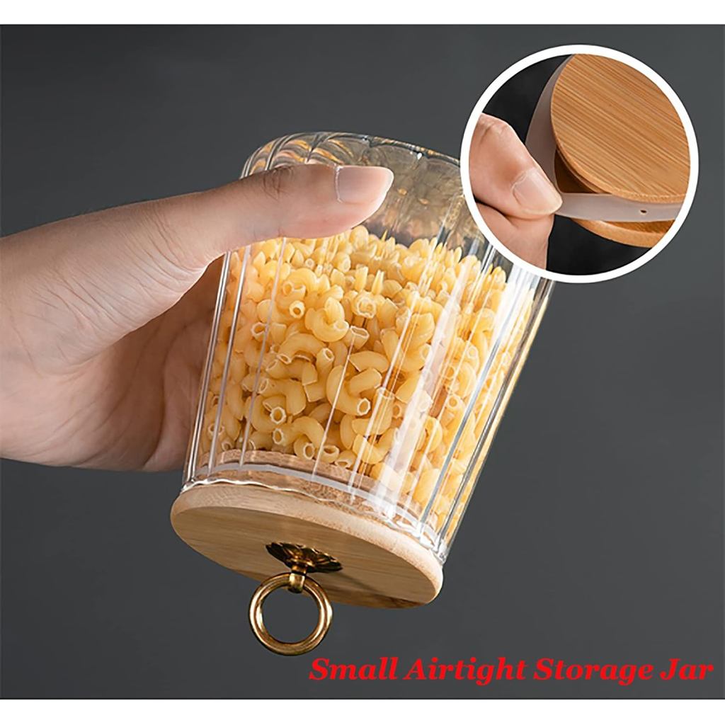 FANTESTICRYAN Glass Coffee Nuts Canister Airtight Storage Jar Petal Decorative Container with Bamboo