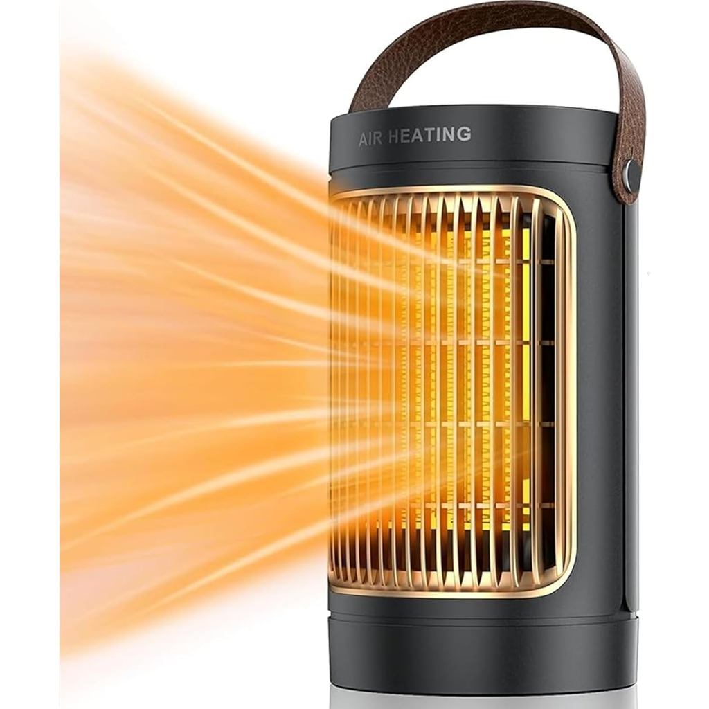 Portable Space Heater with Air Heating, 18 x 9 inches (black)