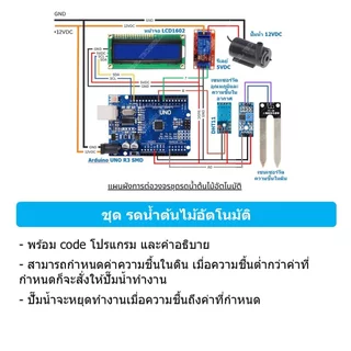 (1ชุด) PJ-RF003 ชุดรดน้ำต้นไม้อัตโนมัติ Arduino UNO R3 พร้อม Code และคำอธิบาย ชุดส่งเสริมการเรียนรู้