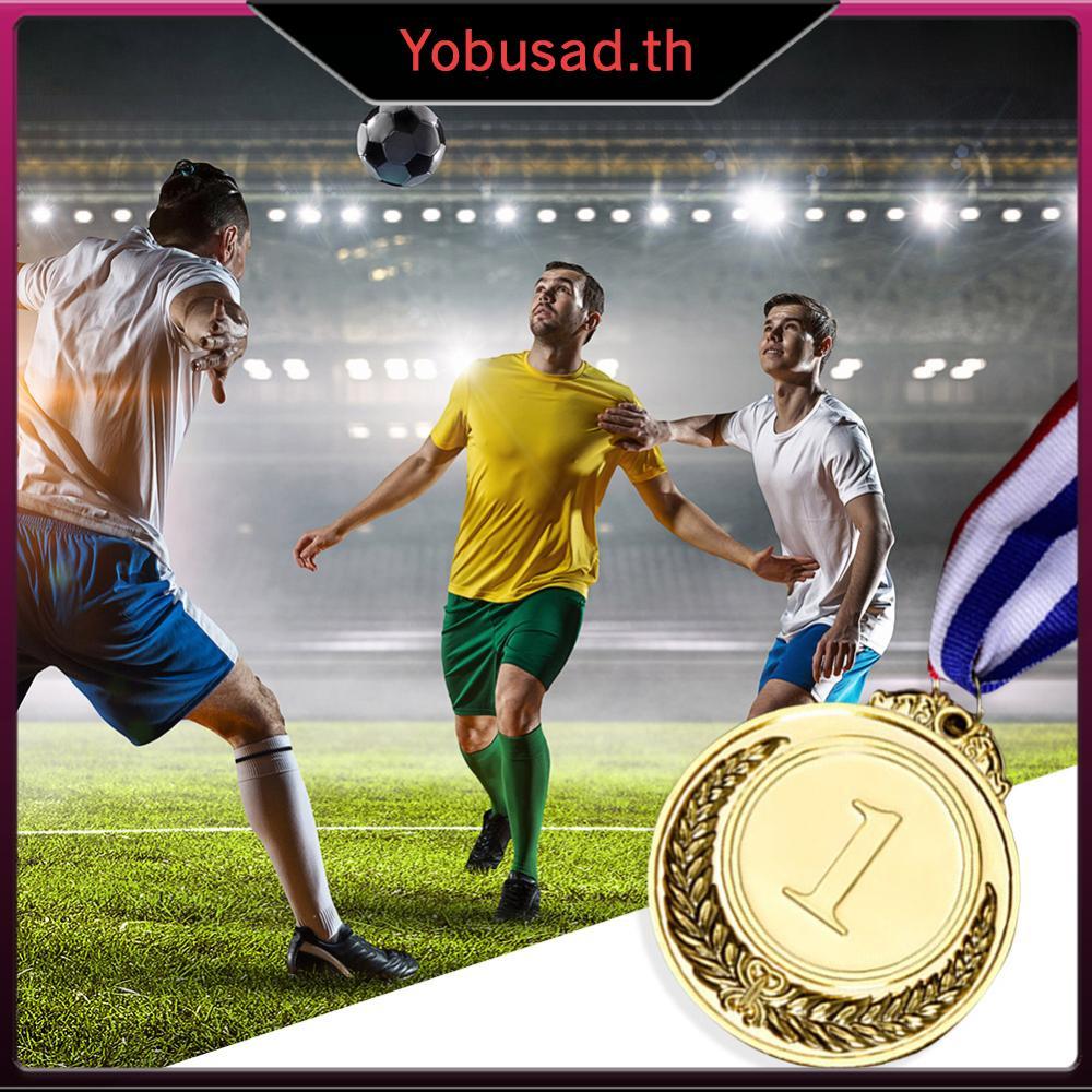 [Yobusad.th] รางวัลทอง 10 ชิ้นพร้อมริบบิ้นคอ 2 นิ้วสําหรับการแข่งขันกีฬา (สีทอง)