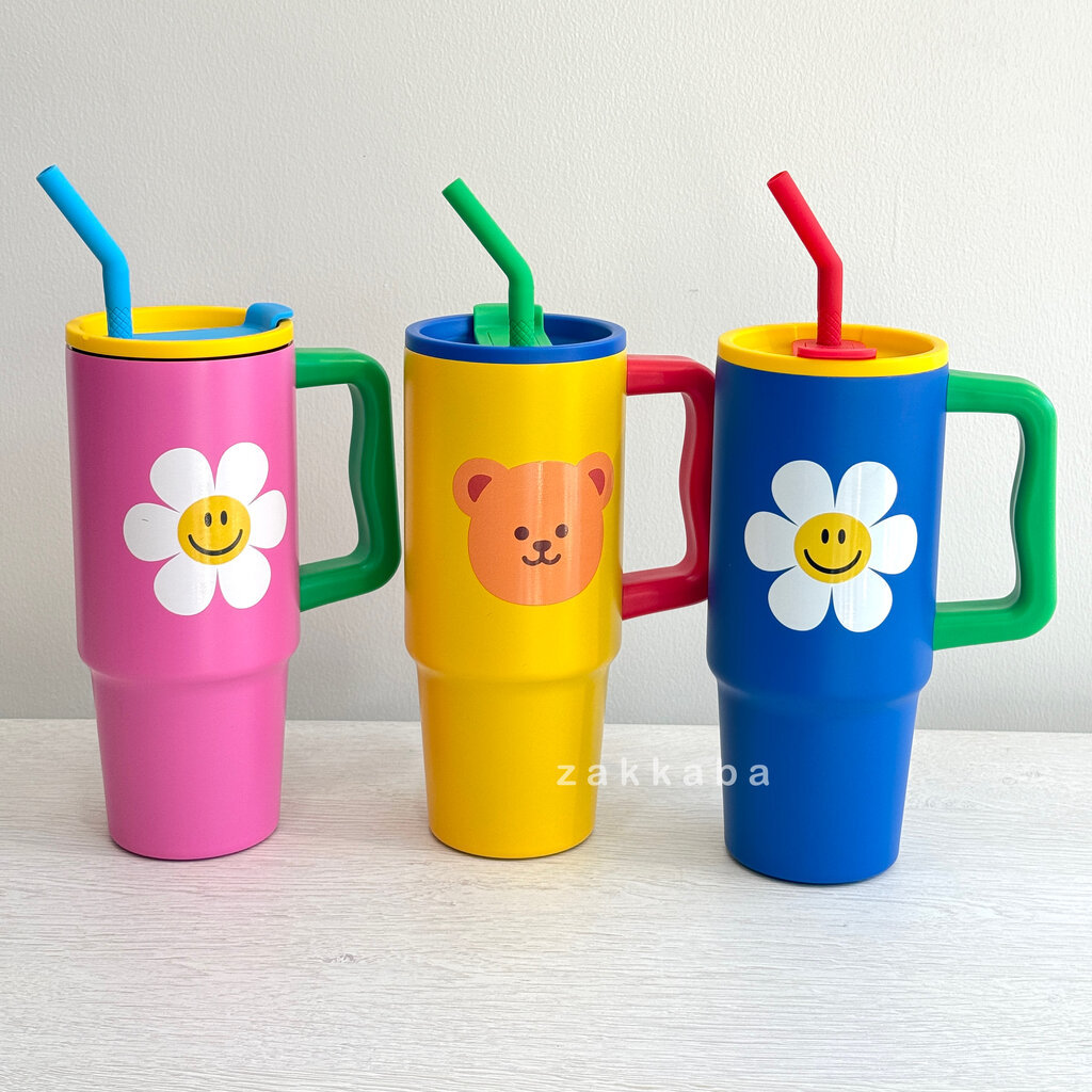 Wiggle x Glasslock Tumbler 900ml/แก้วเก็บอุณหภูมิ (มีหลอด+สติ๊กเกอร์)