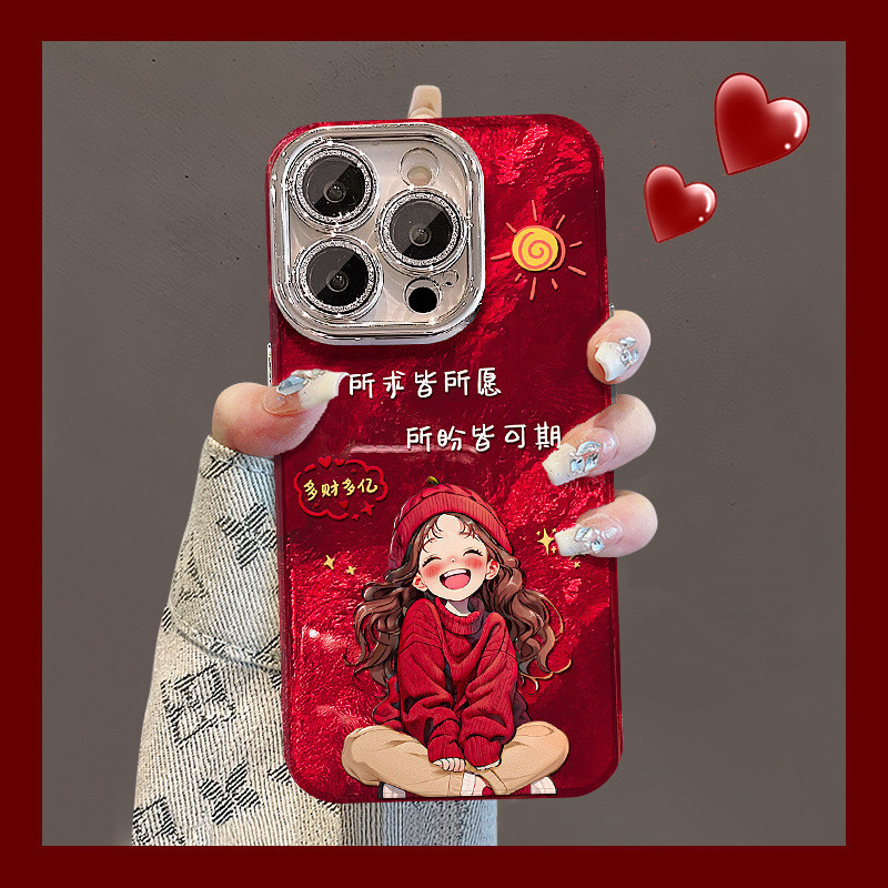 All Wishes เด็กเหมาะสําหรับ Apple 16 ปีใหม่เคสโทรศัพท์ 15pro Festive Glacier รูปแบบ 14 เลนส์ฟิล์ม 13