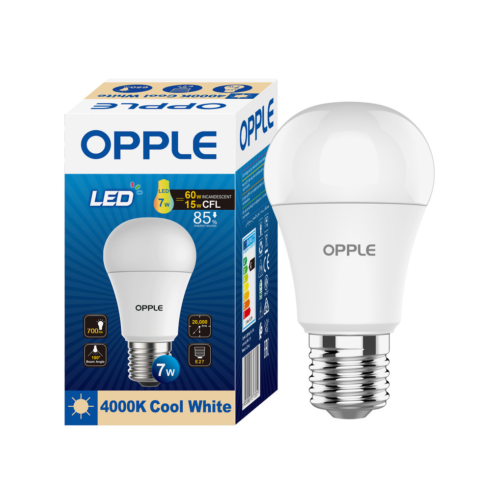 หลอดไฟ LED E27 7W Cool White OPPLE รุ่น E1A55-E27-7W-CWCTV7 