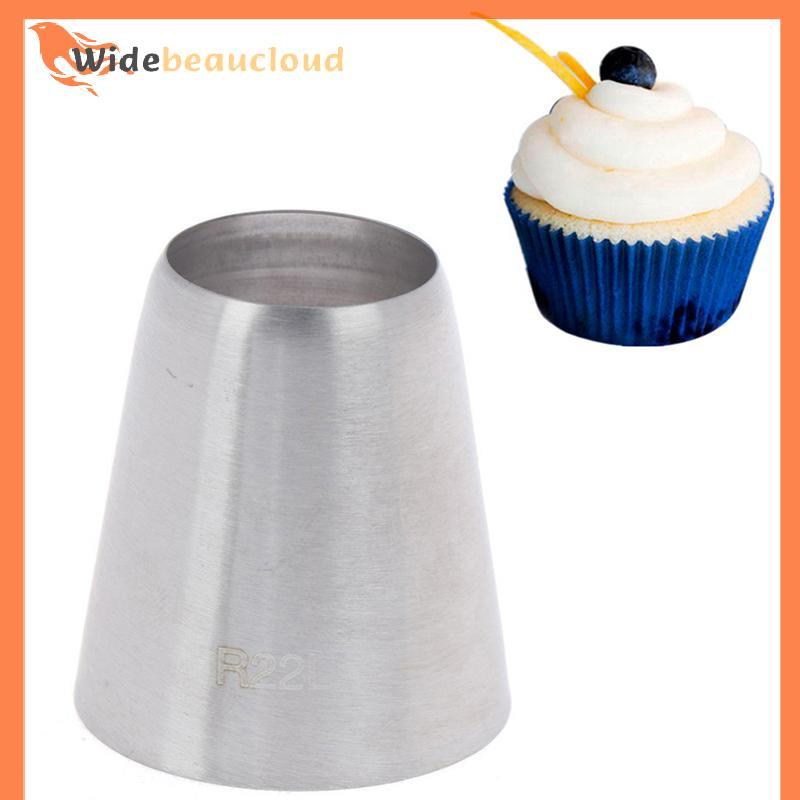 Widebeaucloud R22L หัวฉีดตกแต่งปลายท่อกลม เคล็ดลับขนม Fondant เค้ก Pastry เครื่องมือ Nice