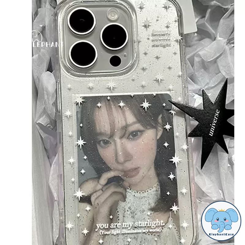 สำหรับ IPhone 16 17 12 13 11 15 14 Pro Max XR X XS 7 8 15 14 Plusกรอบรูปดาวซันไชน์ หัวใจรัก กลิตเตอร์ แป้งฝุ่น เคสใส