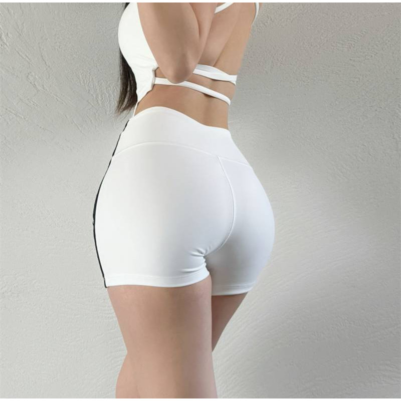 [Fitness Exercise] Comfortable Stretch Contrast Color High Waist Yoga Shorts for Women Thin Summer Slim Fit Slimming Riding Shorts oXCL