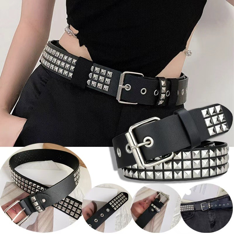 Trend Rivet Belt Heavy Metal Belt Men Women Punk Nightclub Rock Style Belt Jeans Belt Y2K Belt Fashi