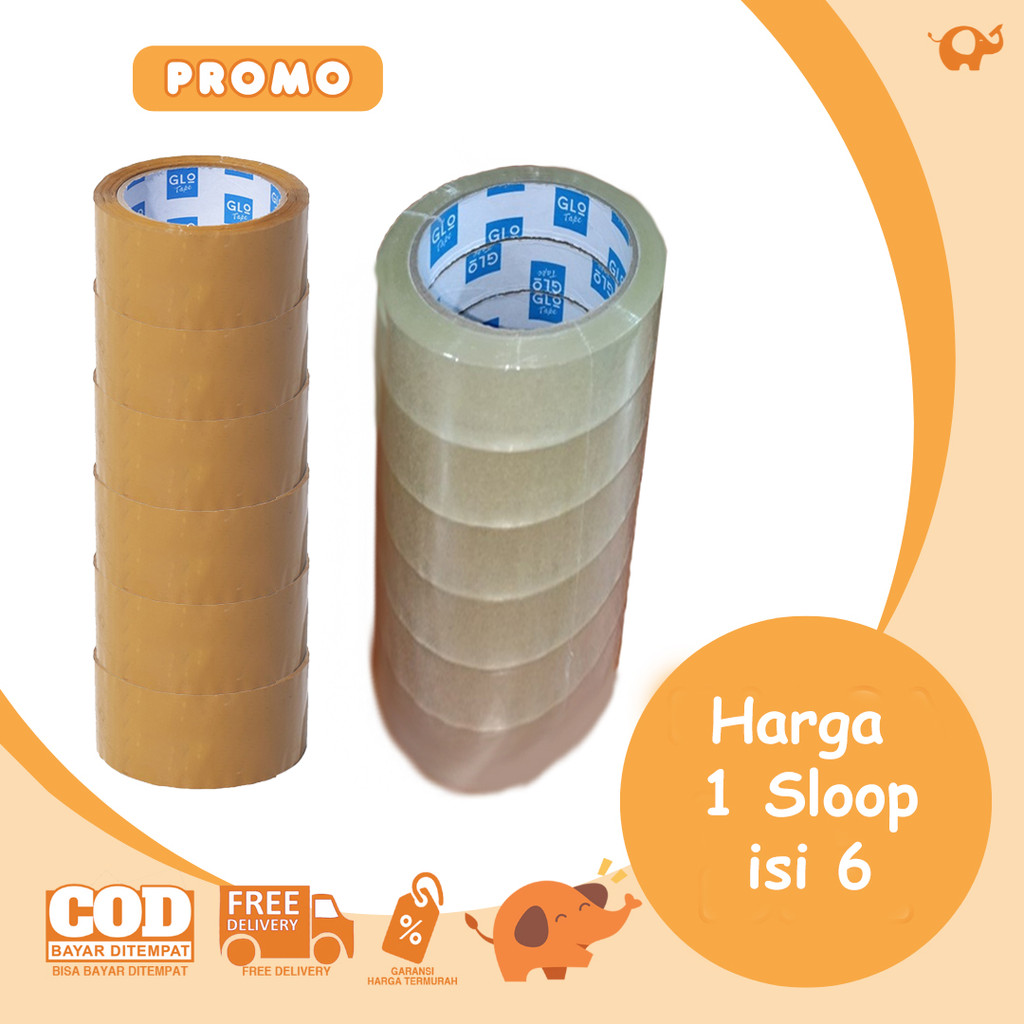 [FOR SALE 1 SLOOP มี 6 ม้วน] Glotape เทปท่อใส / เทปท่อ OPP สีน้ําตาล 48 x 80 Y
