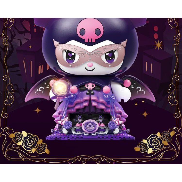 Qun Big Body Series Kuromi ปราสาทสีม่วง Dark Night Big Baby ประกอบบล็อกตัวต่อเพื่อการศึกษา - รูปที่ 5
