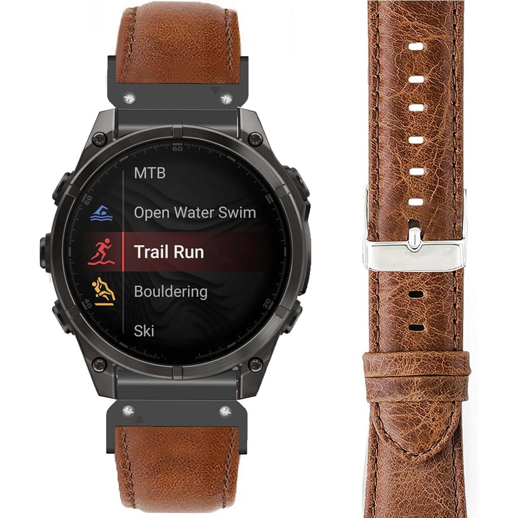 เข้ากันได้กับ Garmin Fenix 8 วงดนตรี, Lamshaw 26 มม., 22 มม., 20 มม. ซิลิโคนหนังระบายอากาศเปลี่ยนสาย
