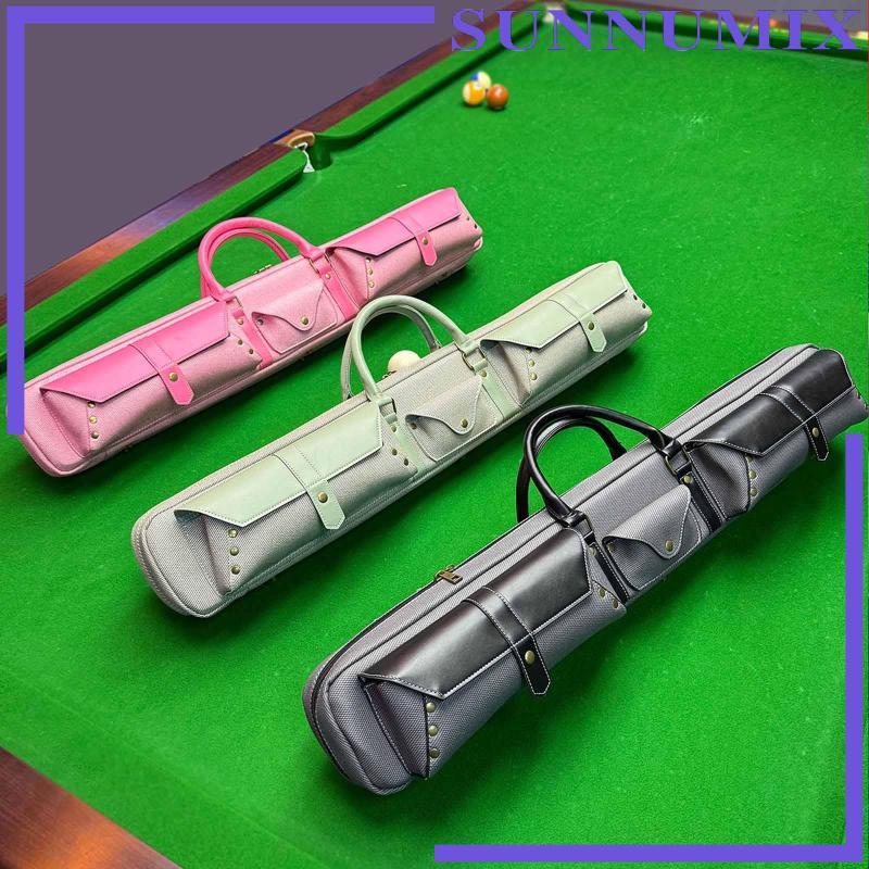 [Sunnimix] Pool Cue Case Snooker Cue Carrier หลายกระเป๋า PU หนัง Organizer Storage กระเป๋าถือสําหรับ