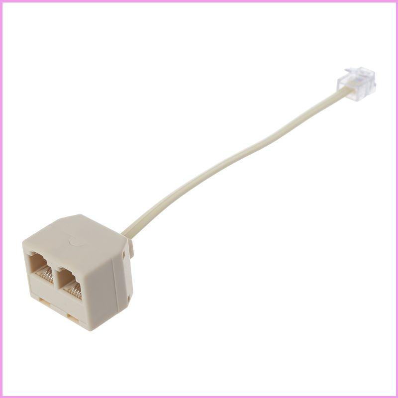 Cinn RJ11 ถึง Double RJ11 ซ็อกเก็ตพอร์ตหญิง Splitter RJ11 ปลั๊ก 2 แจ็คอะแดปเตอร์