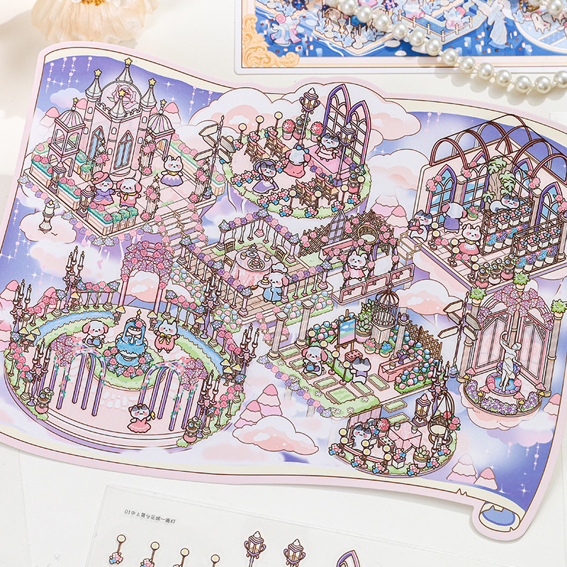 นาย. กระดาษ 3ง สติกเกอร์ฉากขนาดเล็กเมฆสวนสนุกฉากสติกเกอร์สร้างสรรค์ ทําเอง กรอบรูปกรณีโทรศัพท์มือถือไดอารี่หนังสือมือสติกเกอร์ตกแ - รูปที่ 2