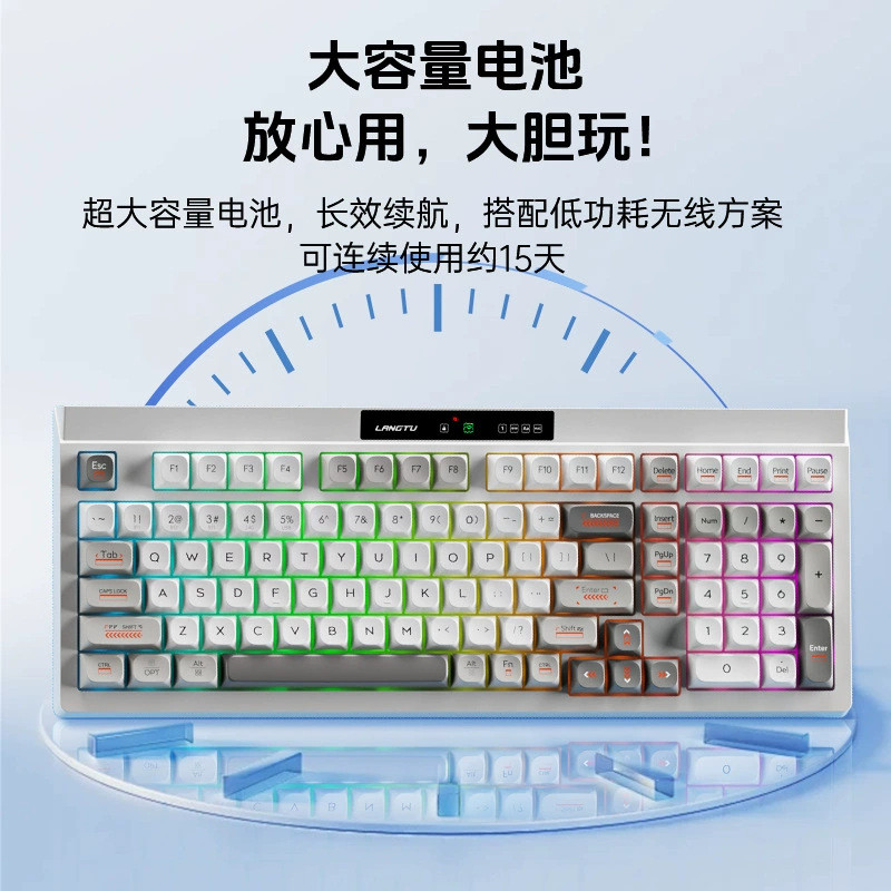 Wolf Tu L102 High-Appearance Office Mute Film คีย์บอร์ดไร้สายสามโหมด Mechanical Feel Gaming Gaming K