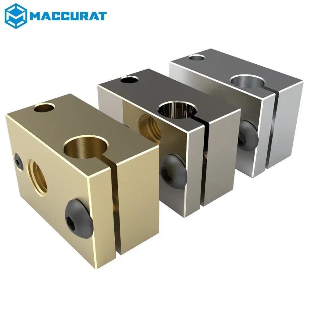 Hi Quality V6 Heater Block Plated Copper Brass PT100 3D Printer Heat Block for Upgrade E3D V6 Hotend