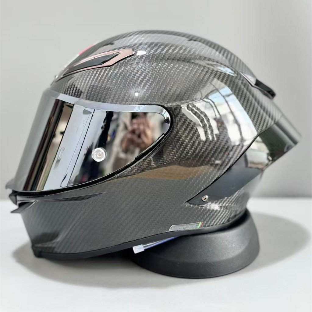 AGV Pista GP RR คาร์บอนไฟเบอร์สีดําสดใสหมวกกันน็อคแบบเต็มหน้าขี่รถจักรยานยนต์วิบากแข่งหมวกกันน็อค Mo