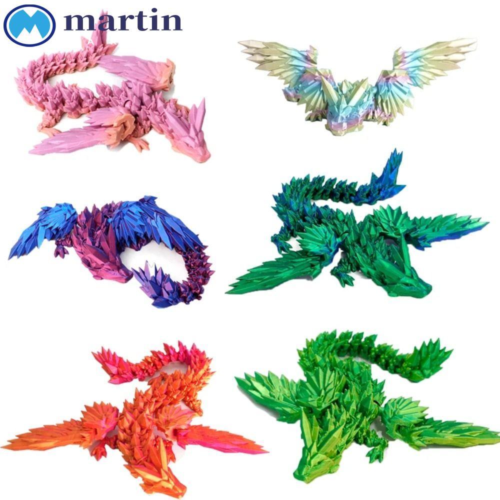 MARTIN 3D พิมพ์คริสตัลมังกร, คริสตัลปีก 3D พิมพ์มังกร, Movable Jointed รูปปั้นมังกรหมุนได้ที่มีสีสัน