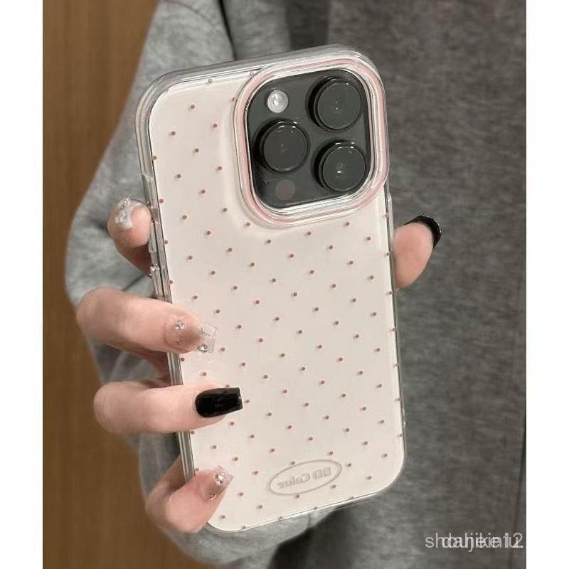 SAMSUNG สีชมพูลายจุดIMDสองชั้นเคสโทรศัพท์สําหรับSamsung S22 S25 S21 S24 S23 S21FE S23FE S24PLUS S22P